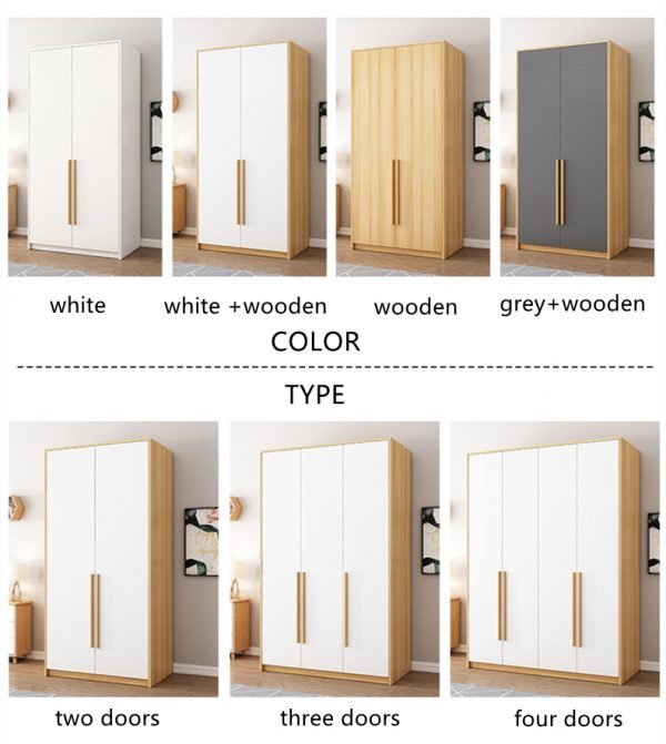 Tủ quần áo cửa mở bằng gỗ công nghiệp trắng đen