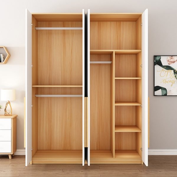 Tủ quần áo cửa mở bằng gỗ công nghiệp trắng đen - Ảnh 2