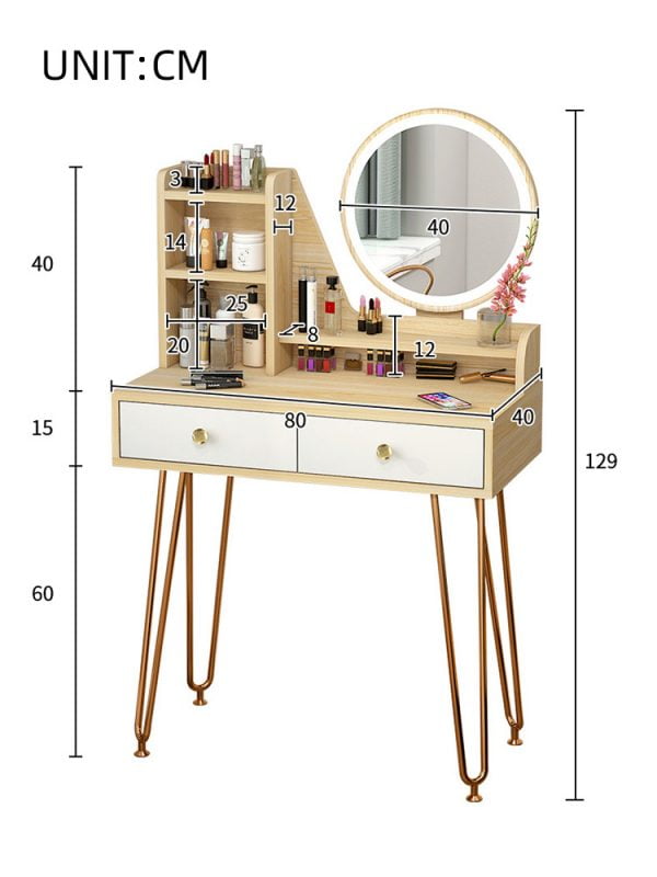 Bàn trang điểm chân kim loại có LED - Ảnh 4