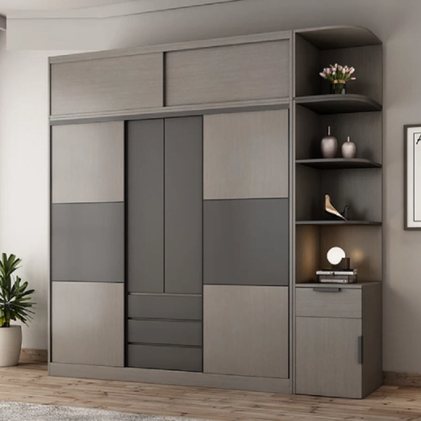 Tủ quần áo tủ quần áo ván gỗ MDF phòng ngủ tủ đồ nội thất tủ quần áo - Ảnh 2