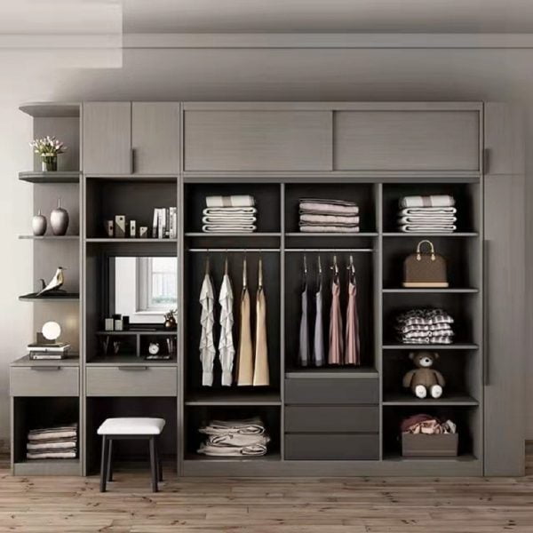 Tủ quần áo tủ quần áo ván gỗ MDF phòng ngủ tủ đồ nội thất tủ quần áo - Ảnh 4