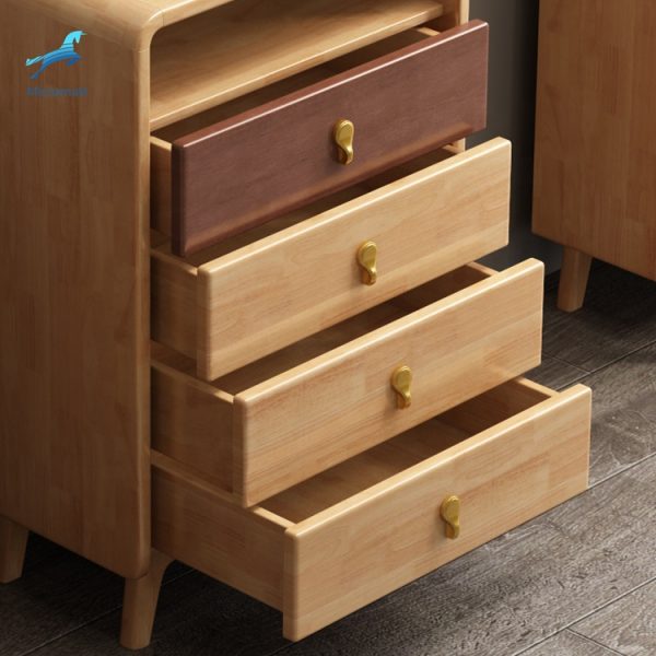 Nhà máy cung cấp trực tiếp đồ nội thất bằng gỗ nguyên khối màu ghi tủ lưu trữ phòng ngủ với 4 ngăn kéo - Ảnh 3
