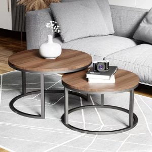 Bàn cà phê trang trí bằng gỗ hình tròn
